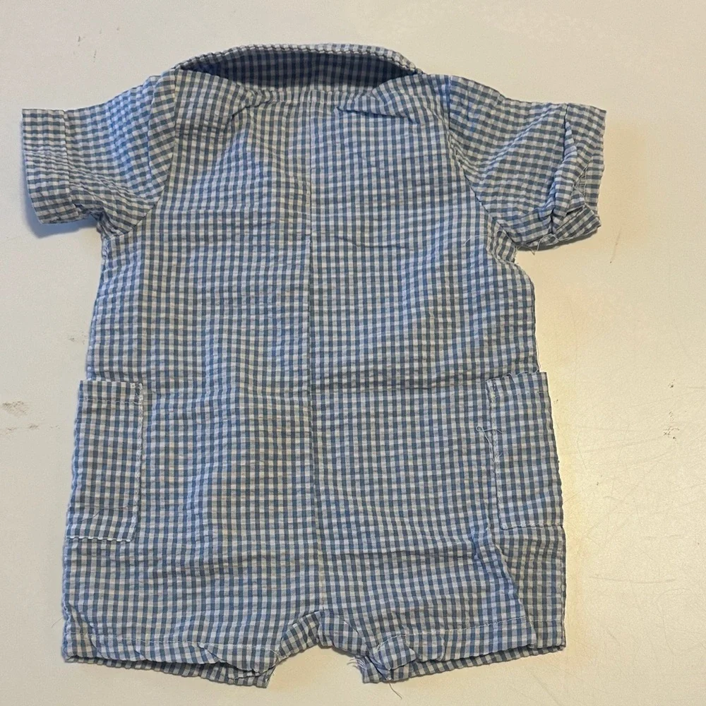 Adorable Blue Gingham Kids Romper